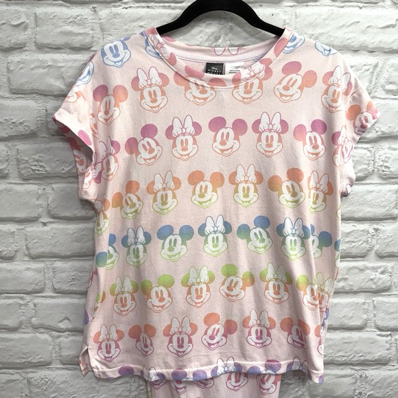 Disney Mickey Minnie Mouse Woman Pink Pajama Set  2pc Sz M Soft Cozy Lounge Wear - Picture 4 of 16